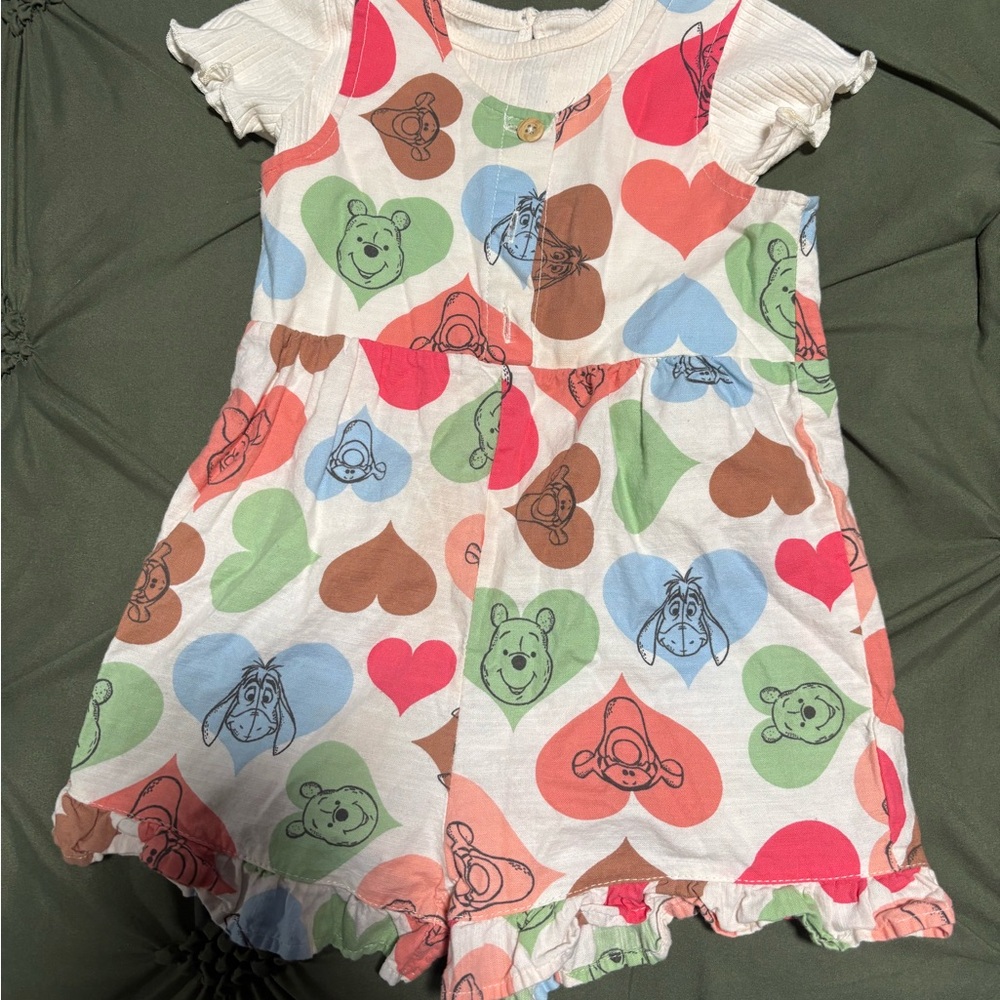 Colorful Heart and Bear Print Romper
